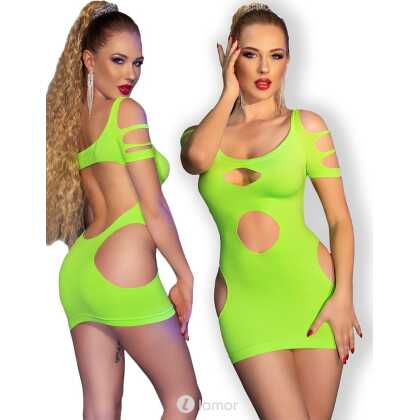 * CHILIROSE Neon groen naadloos mini jurkje
