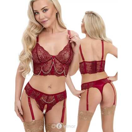 * COTTELLI Longline bh set donkerrood