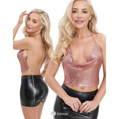 * COTTELLI Metalen crop top roségoud