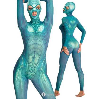 * COTTELLI Reptiel catsuit met masker