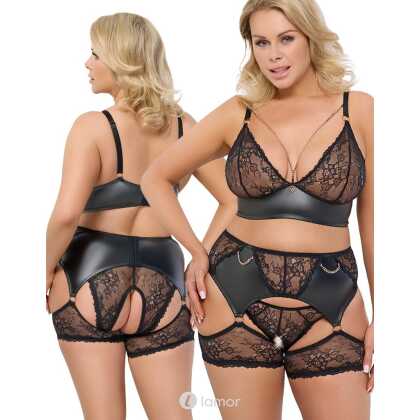 * COTTELLI Zwart kanten set met kettinkjes