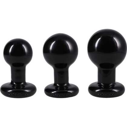 Doc Johnson The Classic - Round Butt Plug - 3 Piece Set - Black