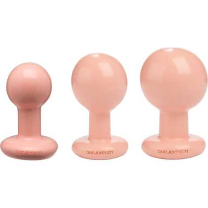 Doc Johnson The Classic - Round Butt Plug - 3 Piece Set - Cream