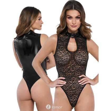 * KOTEK Zwarte Body met Luipaardmotief