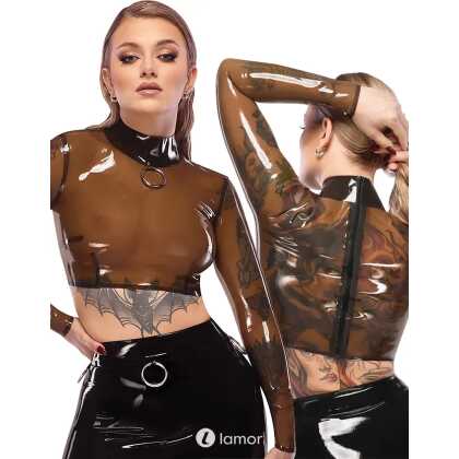 * LATE X Latex crop shirt transparant
