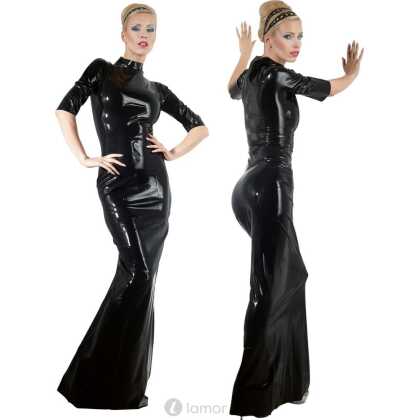 * LATE X Latex jurk met doorlopende rits