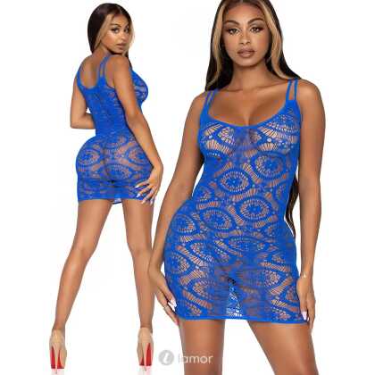 * LEG AVENUE Leg Avenue Daisy Crochet Mini Jurkje Blauw