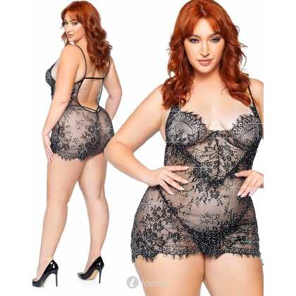 * LEG AVENUE Plus Mini Jurk Met Strass En String