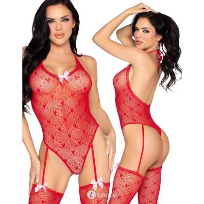 * LEG AVENUE Rode Body met Aangehechte Kousen