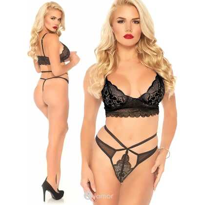 * LEG AVENUE Sweetheart Bralette En String Van Kant