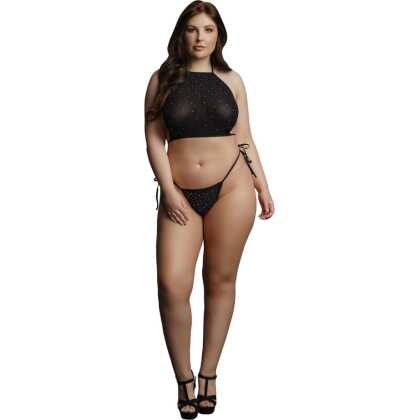 Le Désir by Shots Feestelijke Strass Top en String - Plus Size