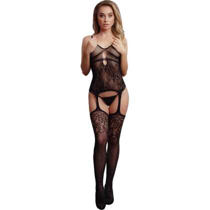 Le Désir by Shots Suspender Rhinestone Bodystocking - One Size