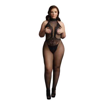 Le Désir by Shots Visnet en Kanten Bodystocking - Plus Size