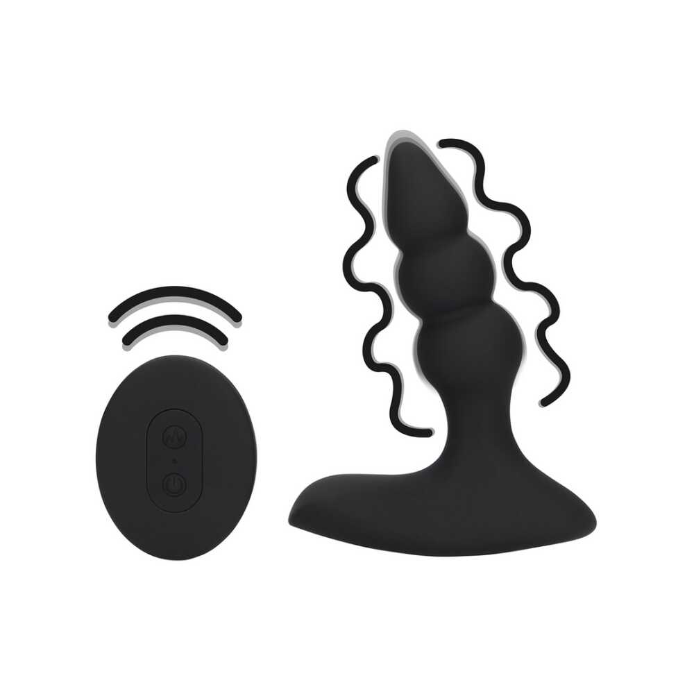 Loveline by Shots Beaded Vibrerende Anale Plug met Afstandsbediening - Zoethout Zwart