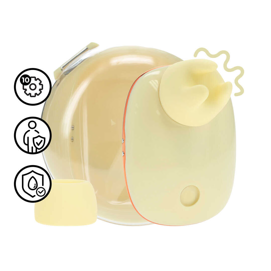 Loveline by Shots Dreamsicle - Compact AirTap Vibrator met Twee Hoofdaccessoires - Geel