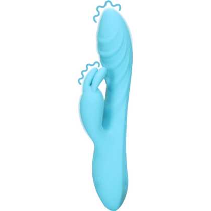 Loveline by Shots Geribbelde Ultra Zachte Siliconen Konijn Vibrator - Glaciaal Blauw
