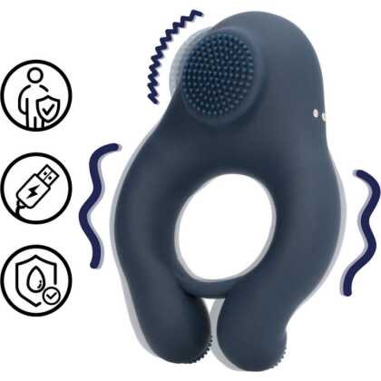 Loveline by Shots Vibrerende Cockring met Clitoris Stimulatie - Indigo Blauw