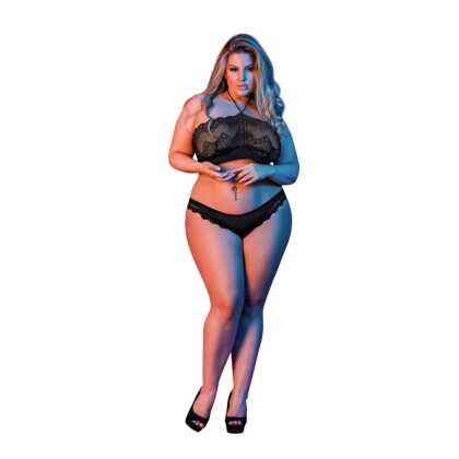 Magic Silk Halter Bandeaux en Panty Set - 2X - Zwart