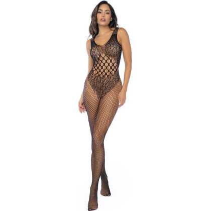 Mapalé Leopard Fishnet Bodystocking - Één maat - Zwart