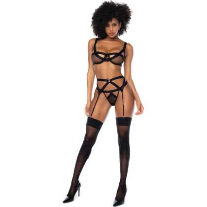 Mapalé Pretty Little Rocker - Drie-delige Bralette Set - S/M - Zwart