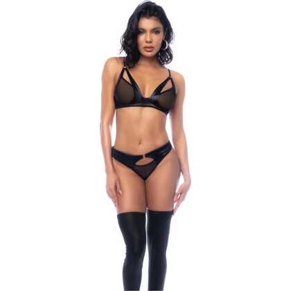 Mapalé Rock Star - Twee Delige Bralette Set - S/M - Nat Uiterlijk Zwart