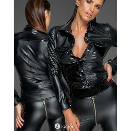 * NOIR handmade Blouse van wetlook met pvc