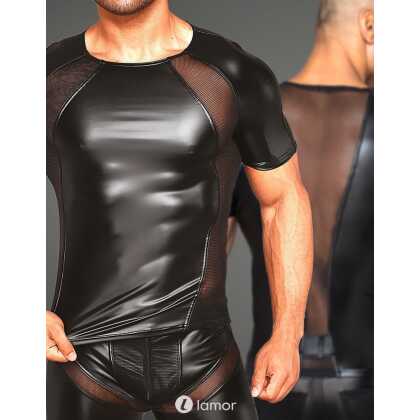 * NOIR handmade Heren shirt met mesh inzet