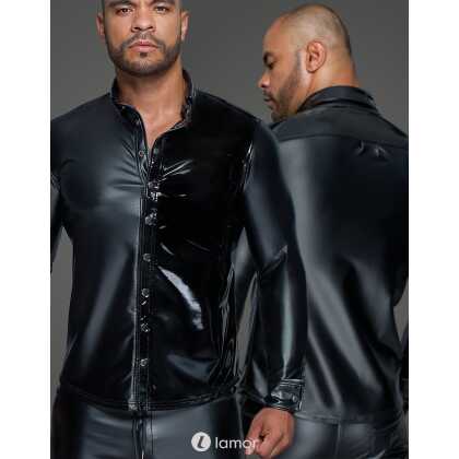 * NOIR handmade Heren shirt wetlook met PVC