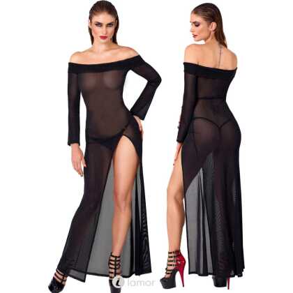 * NOIR handmade Jurk met Glitters en Carmen-halslijn