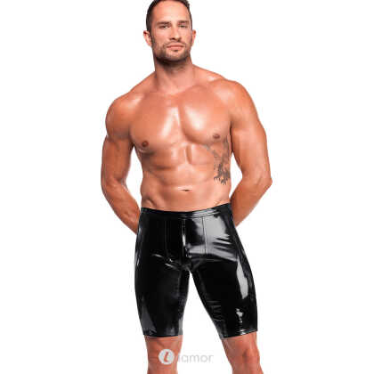 * NOIR handmade PVC bikershort met 3-slider rits