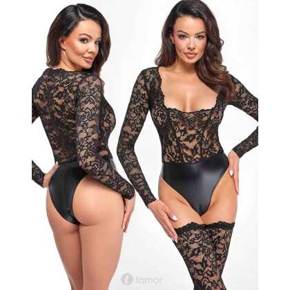 * NOIR handmade Wetlook body met kant
