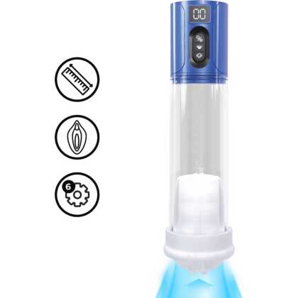 Pumped by Shots MaxLift - 6 Function Suction Masturbator Pump - Metallic Blue
