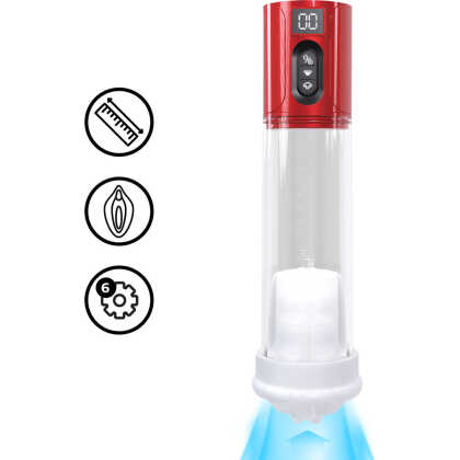 Pumped by Shots MaxLift - 6 Function Suction Masturbator Pump - Metallic Red