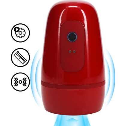 Pumped by Shots Pulsar - Negatieve Druk Zuig- en Trillingsmasturbator Pomp - Metallic Rood