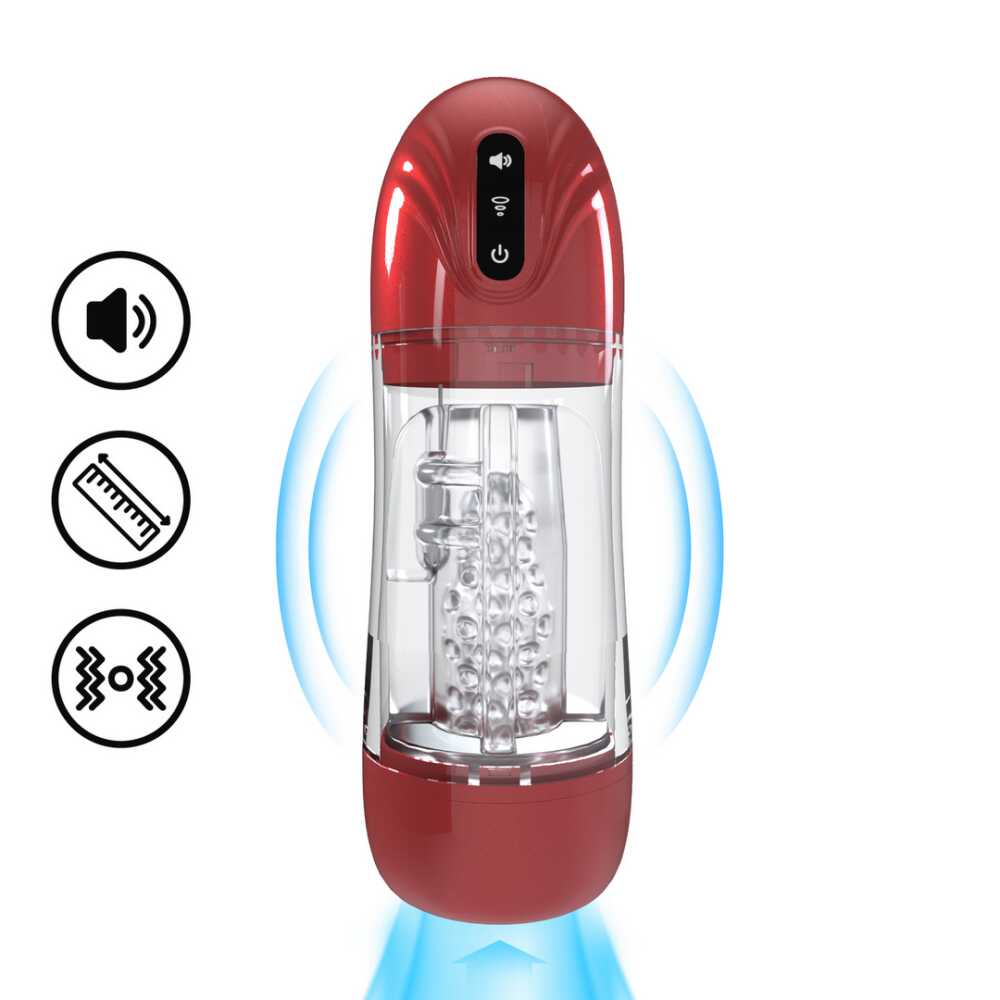 Pumped by Shots SonicPull - Suction and Vibration Masturbator Pump - Multimedia Enhanced - Metallic Red