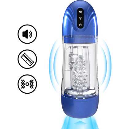 Pumped by Shots SonicPull - Zuig- en Trillingsmasturbator Pomp - Multimedia Verbeterd - Metallic Blauw
