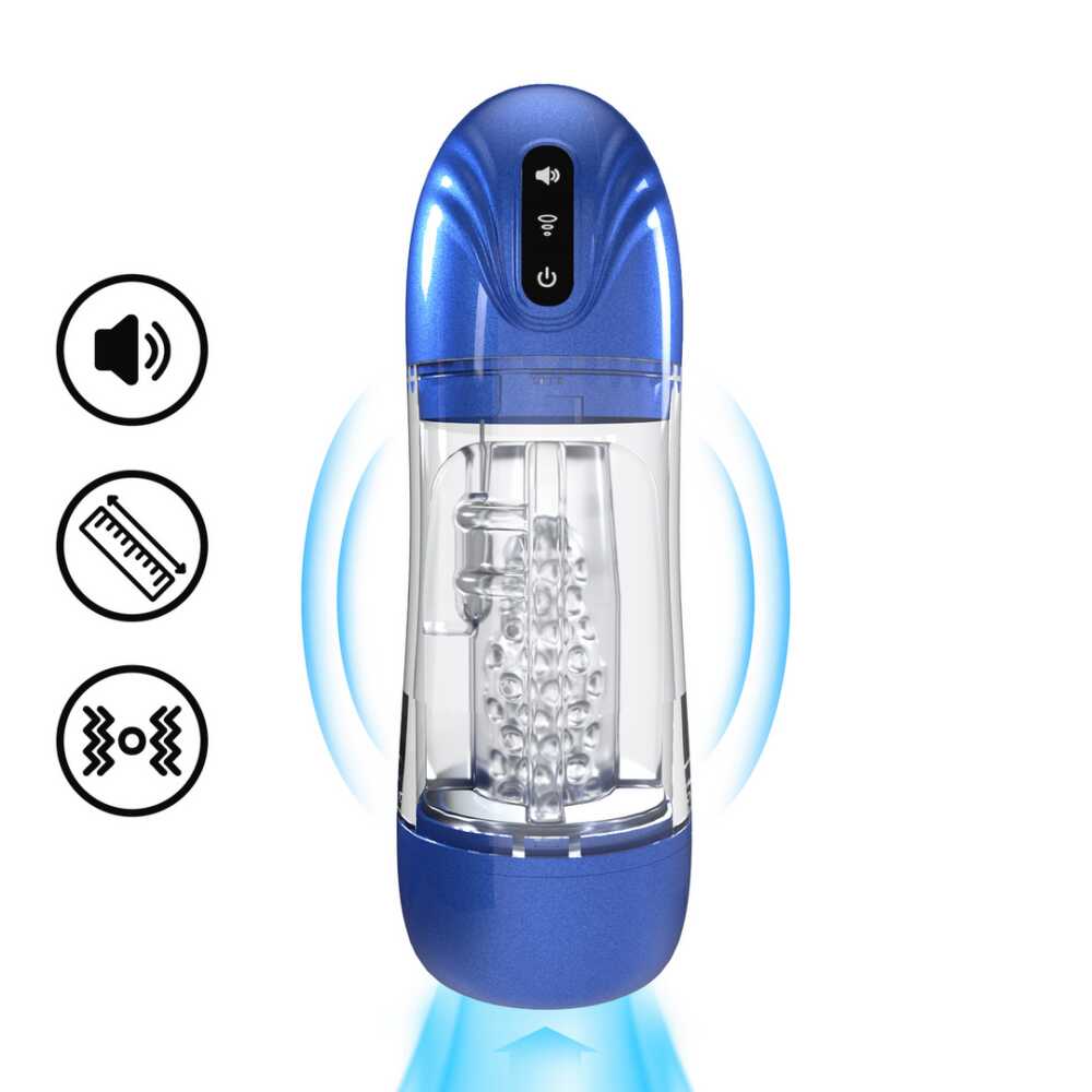 Pumped by Shots SonicPull - Zuig- en Trillingsmasturbator Pomp - Multimedia Verbeterd - Metallic Blauw