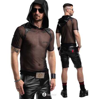 * RFP Mesh hoodie shirt zwart slim fit