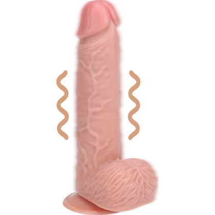 RealRock by Shots Vibrerende Regelmatige Rechte Penis met Ballen - 7 / 18 cm - Vlees