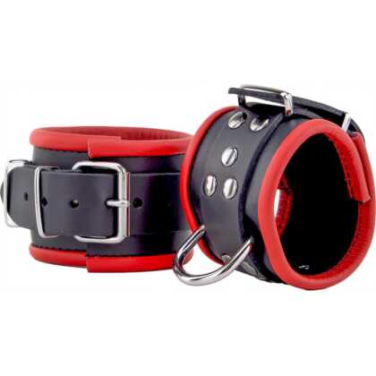 Red Leather Leren Handboeien - Rood/Zwart