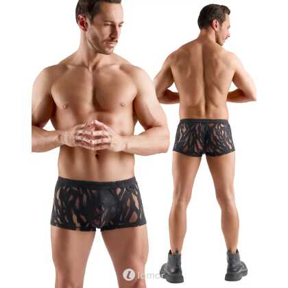 * SVENJOYMENT Transparante heren broek burnout zwart